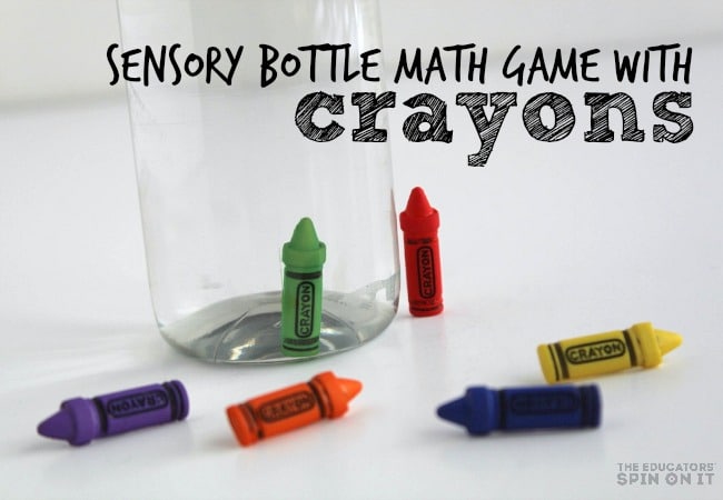 Sensory Bottle Math Game with Crayons for Kids - The Educators' Spin On It Sensory Bottle Math Game for Kids with Crayons