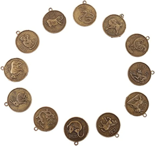 Set-of-Chinese-12-Zodiac-Signs-Pendant-Round-Double-Sided-Horoscope-Charms - The Educators' Spin On It
