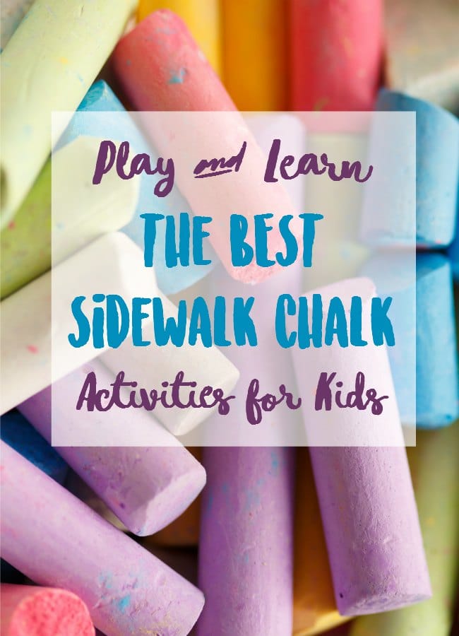 Close up of Sidewalk Chalk - The Educators' Spin On It Play and Learn: The BEST Sidewalk Chalk Activities for Kids. Sidewalk chalk math, sidewalk chalk reading, sidewalk chalk science and MORE!