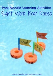 Sight%2Bword%2Bboat%2Braces.jpg - The Educators' Spin On It Boats made from pool noodles for a sight word game for kids