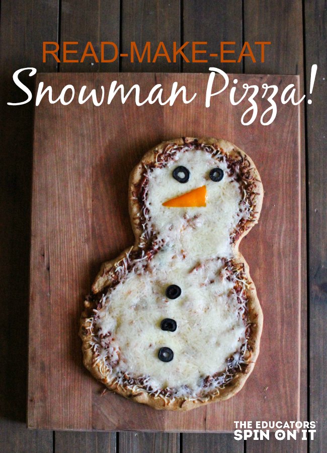 Snowman Pizza Recipe (7 of 7) - The Educators' Spin On It Snowman Pizza Recipe - snowman books and snowman pizza, the perfect combination for kids to read, make and eat.