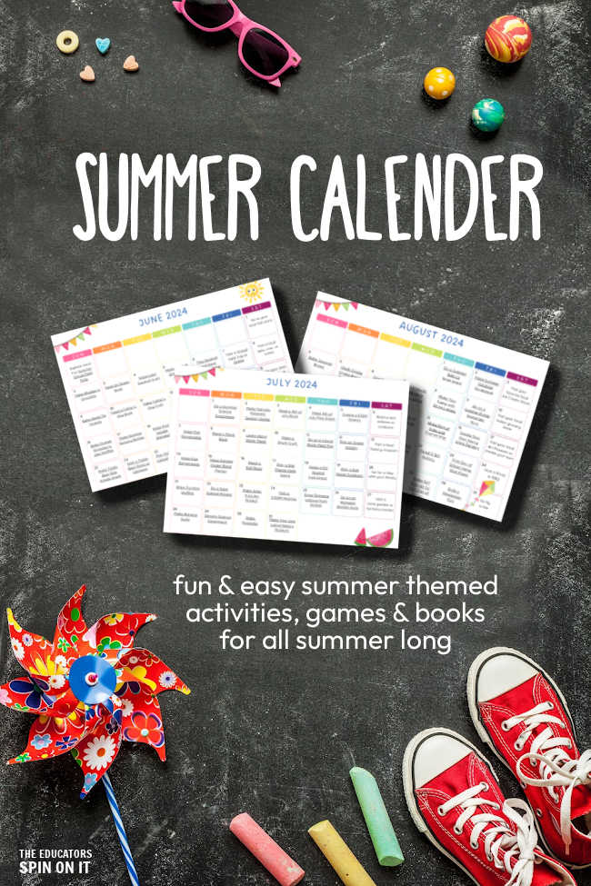 summer-calendar-for-kids-2024 - The Educators' Spin On It Summer Calendar Bundle for Kids 2024