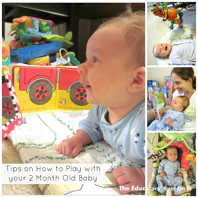 Tips on HOw to play with your 2 Month old Baby from the Educators' Spin On It