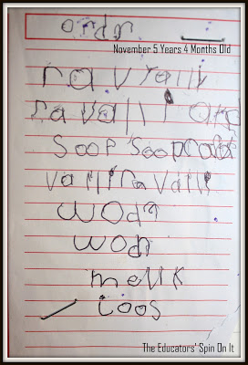 Kindergarten Writing Sample