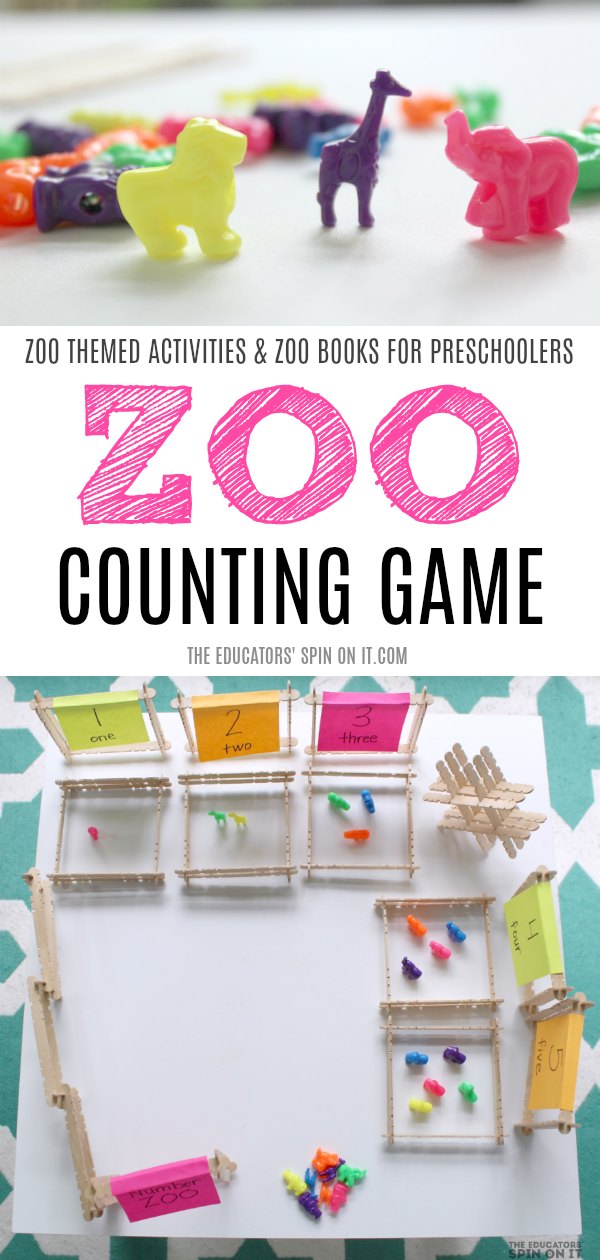 Zoo Counting Game for Preschoolers with Popsicle Stickers and Zoo Beads - The Educators' Spin On It Zoo Counting Game for Preschoolers with Popsicle Stickers and Zoo Beads