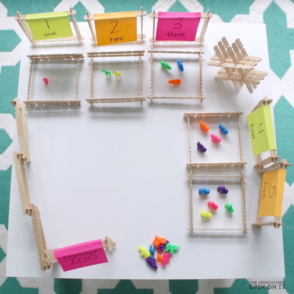 Zoo Themed Math Game for Preschoolers with Popsicle Sticks - The Educators' Spin On It Zoo Themed Math Game for Preschoolers with Popsicle Sticks