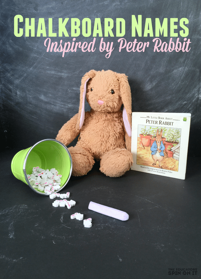 Chalkboard Names for Easter with Kids - The Educators' Spin On It Chalkboard Name Game for Easter inspired by the Tale of Peter Rabbit