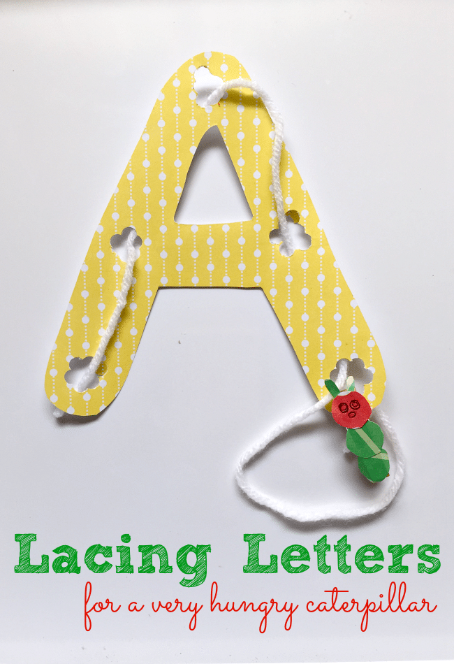 Lacing%2BLetters%2Binspired%2Bby%2BThe%2BVery%2BHungry%2BCaterpillar%2Bby%2BKim%2BVij%2B.png - The Educators' Spin On It caterpillar on letter A for lacing caterpillar activity for preschoolers