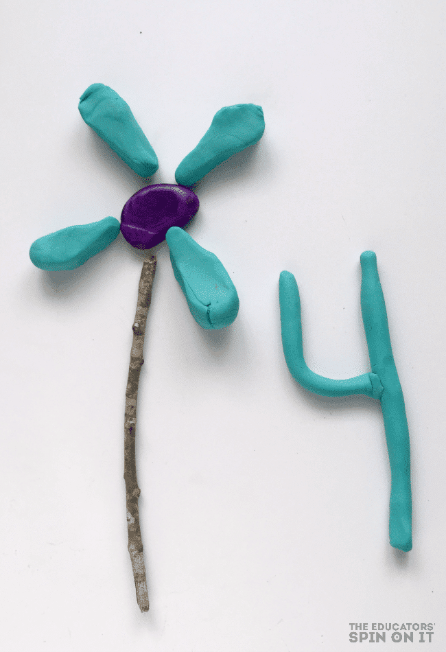 Playdough-Flower-Math-Game-for-Kids- - The Educators' Spin On It Playdough flower with rock and numbers