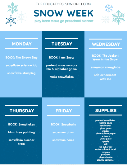 Snow Week Preschool Planner Preview - The Educators' Spin On It Snow Week Preschool Planner Preview
