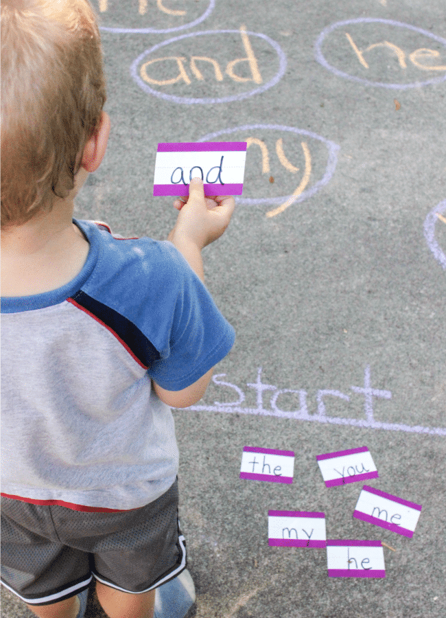 Sidewalk Chalk Sightword Game for Kids-9857 - The Educators' Spin On It Learn to read Sight Words with this FUN, movement sidewalk chalk sight word game